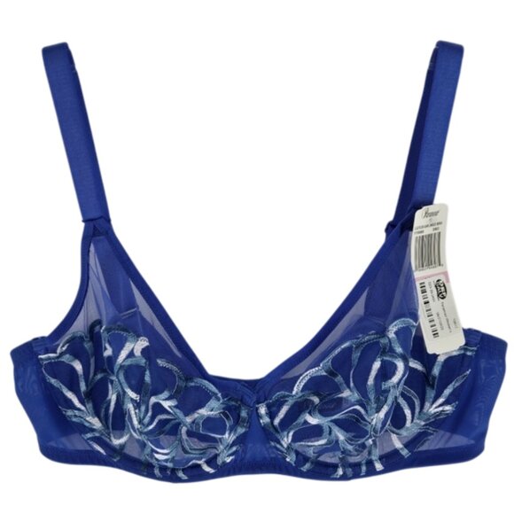 Paramour Lotus Unlined Bra Embroidered Dazzling Blue Ombre 36D NWT - Picture 1 of 14